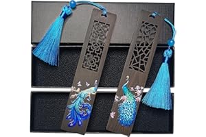 YMJD 2 Marque-page en Bois Naturel Bookmark, Marque Page Bois Creux et Peint, Cadeau Idéal pour Amis,Compagnon,Enseignants, Filles, Hommes, Femmes (A)