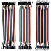 ELEGOO 120pcs Multicolored Dupont Wire 40pin Male to Female, 40pin Male to Male, 40pin Female to Female Breadboard Jumper Rib