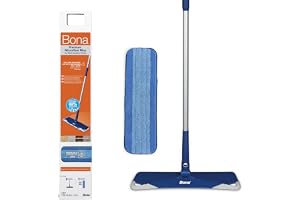 Bona Golvmopp för Trägolv och Hårda Golv, Teleskopskaft, Mikrofibermopp | Extra bred plattmopp, Teleskopskaft, Tvåzonsmopp i mikrofiber, Tvättbar upp till 500 gånger, För trä- och hårda golv
