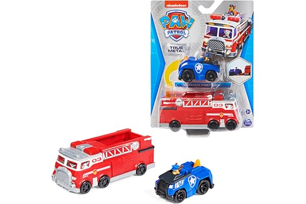Paw Patrol La Pat' Patrouille - Pack Camion De Pompiers True Metal - Pack Camion De Pompiers avec Véhicule Die Cast De Chase À Collectionner 6063231 - Jouet Enfant 3 Ans Et +