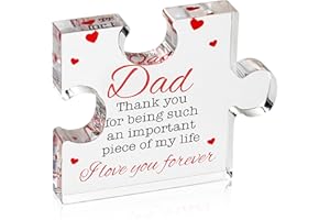 VELENTI Dad Birthday Gift - Engraved Acrylic Block Puzzle Birthday Gifts for Dad 3.35 x 2.76 inch - Cool Dad Presents from Daughter, Son, Mom - Heartwarming Men Birthday Gift, Ideas