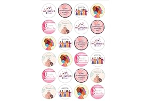 ORANGE TRADING DARTMOUTH LTD 24 Pre-cut OT International Women's Day Celebration Themed Edible Wafer Paper Cake Toppers Decorations