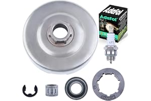 ADEFOL Pignon Kit de Pièces pour Tronconneuse Husqvarna 372 371 365 362 XP et Jonsered 2172 2171 2165 2163 2071 2065 2063, Tambour Embrayage + Pignon de Jante + Bougie Allumage 6 en 1