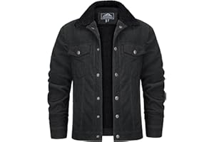 KEFITEVD Men's Corduroy Jacket Sherpa Fleece Lined Trucker Jacket Winter Thick Warm Coat Padded Lapel Collar Top Cotton with Pockets