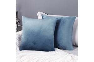 Deconovo 2er Set Samt Kissenbezüge Sofa Kissenbezug Zierkissenbezüge Weich Design Dekor Schlafzimmer Wohnzimmer Couch Büro, 40x40 cm, Blaugrün