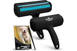 BIDOST Tierhaarentferner & Wiederverwendbare Fusselrolle für Tierhaare - Perfekt zum Entfernen von Katzen- & Hundehaaren - Wunderbürste für Teppich, Sofa, Kratzbaum und Bett - schwarz blau