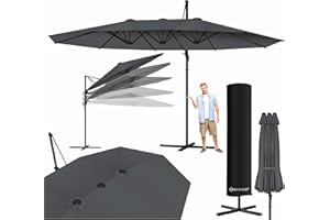 KESSER® Sonnenschirm Doppelsonnenschirm 4,6m x 2,7m | Ampelschirm Abdeckung & Ständer | Kurbelschirm Aluminium wasserabweisend | Neigbar Kippbar 360° Drehbar Anthrazit