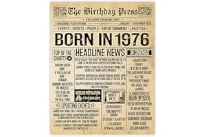 Stuff4 49th Birthday Poster Unframed - Born In 1976 Vintage Newspaper - Happy 49th Birthday Gifts for Women Men Retro Back In 1976, 8x10 Inch Forty-Nine Forty-Ninth Decor Decoration Bday Party