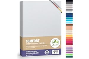 ‎LEEVITEX leevitex Premium Spannbettlaken 140 x 200-160 x 220 cm - auch für Boxspringbett & Wasserbett | 100% Mako-Jersey-Baumwolle | ÖKO-TEX | 170g/m² | 40 cm Steg | Weiß