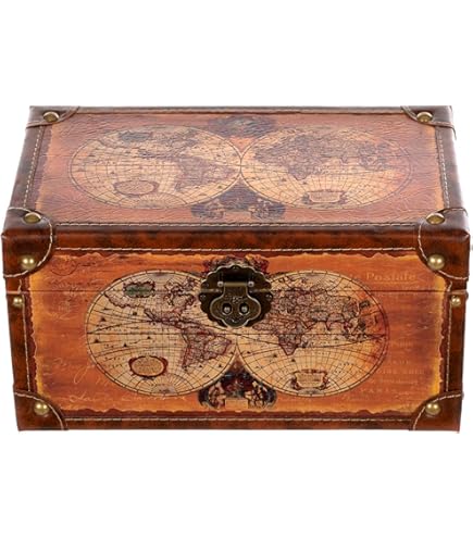 Holztruhe Mit Metallbeschlägen 35x21x19cm - Vintage Schatzkiste In Grün