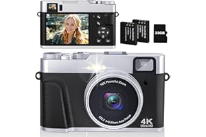 CAMKORY Camara de Fotos Digital 4K 48MP con Tarjeta 32G Camara Compacta Autofocus Visor Optico Zoom Cámara Digital 16X Estabilización Imagen Flash 2 Baterías para Principiante Adolescente