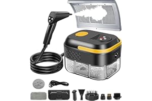 KingSom Nettoyeur Vapeur Portable,Nettoyeur Vapeur à Main Réglables sur 6 Niveaux,2500W Haute Pression Nettoyeur vapeur pour Canapé avec 10 Accessoires,1400ML Nettoyeurs vapeur pour la maison,Voiture