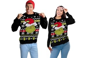 United Labels Grinch Weihnachtspullover Unisex, Schwarz, Winter Strickpullover, Pullover für Herren und Damen