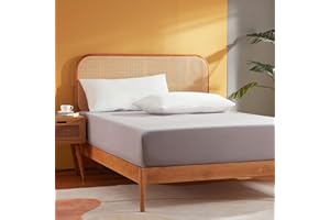 Sonive Double Fitted Sheet, Soft Brushed Polyester, Breathable Bed Sheets, Extra Large Pocket Depth of 30 cm Light Grey, 135 x 190 + 30cm