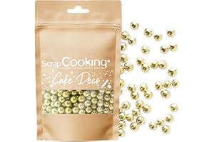 ScrapCooking - Perles Dorées 60 g - Décorations Alimentaires Pâtisserie - Décors Sucrés Comestibles - Boules Sprinkles - Pour Desserts, Gâteaux, Bûches - Noël, Anniversaire - Or - 7479