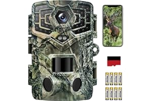 EUKI Wildkamera mit Bewegungsmelder Nachtsicht,2,7K 48MP Wildtierkamera WLAN mit Handyübertragung App,0,2s Tierkamera,No Glow Infrarot Nachtsichtkamera Outdoor,IP66 Wasserdicht,32GB SD Karte und Akku