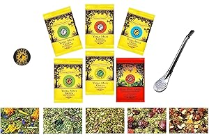 GENERIC Set of samples Yerba Mate Green Mate + Bombilla | Samples of yerba mate 50g | Energy with guarana, Frutas | Brazil | Yerba mate tea | Natural caffeine | 6x50g + Bombilla