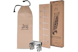 Birch White Flammlachsbrett Premium Line mit Halterung aus Edelstahl, Flamm-Lachsbretter zum Grillen, Weber Grill Zubehör für Feuerschale 50x15cm