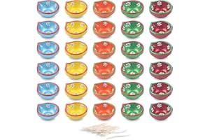 KSJONE 30 Pcs Hand Painted Diwali Decoration Diwali Clay Diya with Cotton Wicks Oil Lamp Indian Festive Home Decoration Traditional Temple Pooja Laxmi Puja Diyas Diwali Decor
