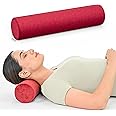 FOVERA Cervical Neck Roll Pillow for Neck Pain Relief - Memory Foam Neck Pillow for Bed | Round Neck Pillows for Sleeping | Bolster Pillow for Bed, Legs and Back (Maroon)