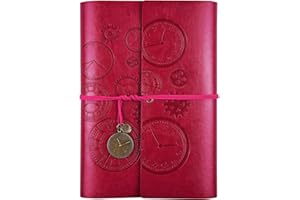 ASTEN Diario di Viaggio in Pelle, Ricaricabile, con Rilegatura a Spirale Vintage, Quaderno di Viaggio Taccuino in Pelle, con Carta a Righe, Regalo per Ragazze, Ragazzi, Formato A5, 23 x 16,5 cm, colore rosa