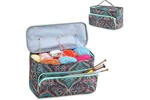 JOZEA Stricktasche Aufbewahrung, Aufbewahrungstasche für Wolle Tangle Free mit 3 Ösen, Stricken Projekt Tasche und Totes Veranstalter große Stricktasche für Strickprojekte und Zubehör