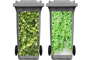 TENARE 2 Sheets of Ivy Leaves Wheelie Bin Sticker Adhesive Ivy Leaf Bin Sticker Decorative Wall Sticker Large Green Leaves Stickers for Indoor Outdoor Decoration, 15.74 x 32.28 Inches