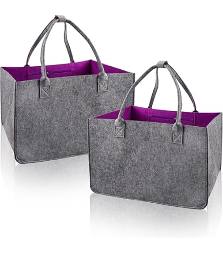 Filz Einkaufskorb Groß Mit Fächern - Tragetasche Für Einkauf & Picknick