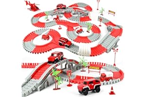 HERMORRYSS Circuito de Coches para Niños, Circuito de Carreras Flexible con 6 Coches de Juguete, 300+ Piezas Pistas de Track Juguetes, 360° Pista de Flexible Ferrocarril, Regalos para Niños de 3+ Años