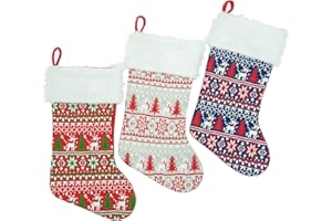 ‎HEITMANN DECO HEITMANN DECO - Weihnachtsstrümpfe Jacquard-Muster - 3er Set - grau/rot/blau/weiß - zum Befüllen - ca. 41 cm