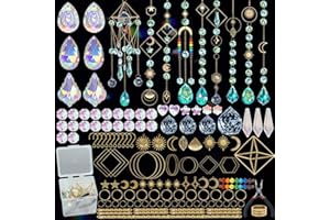 DEMIUKO 400 Pezzi Acchiappasole Cristallo DIY Kits Suncatcher Fai Da Te Acchiappasole da Appendere Campanelli a Vento Prisma Cristallo Pendenti per Decorazione da Finestra Giardino Ornamento (Sole)