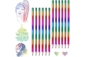 Ailvor Rainbow Coloured Pencils, 12pcs Colouring Pencils for Children, 4 in 1 Colour Pencils for Art Drawing, Coloring, Sketching Stationery