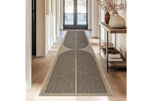 Capslpad Dywan, chodnik na korytarz, 80 x 300 cm, czarno-brązowy, jutowy, nadaje się do prania, antypoślizgowy dywan do salonu, korytarza, sypialni, na balkon