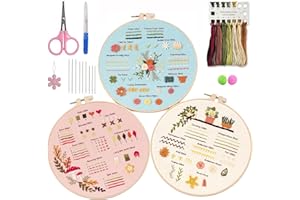 RUGBOL Kits de punto de cruz para adultos principiantes, kits de bordado, kits de tapices, bastidores de bordado de flores para adultos, telas con patrones, bastidor de hilo de seda y tutoriales en video