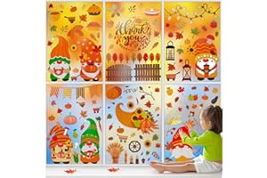 LIVESTN Pegatina Ventana de Acción Gracias, 9 Hojas de otoño Ventana calcomanías Pegatina de Acción de Gracias Otoño Hojas para ventana de Acción de Gracias, decoración de cristal (B)
