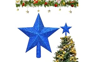 LEEWYOU 20cm Árbol de Navidad Star Top, Arboll de Topper Shine Estrella Dorada Decoración del de Navidads Decoracion del Hogar de la Fiesta Azul