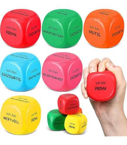 Lot De 4 Dés Anti-stress En Mousse Viscoélastique - Cadeau Original Bureau, Collègues - 6 Actions Relaxantes Par Face