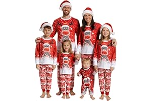 PUIMENTIUA Pijama Navidad Familia, Conjunto de Pijamas Navideños Juego para Familia, Camiseta de Manga Larga, Pantalones Largos, Conjunto de Pijamas Navideños para Papá, Mamá, Niños, Bebés, Perros, Gatos