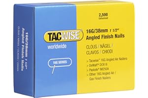 Tacwise 0770 16G/38 mm Angled Finish Nails - Box of 2,500, Silver