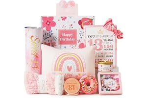 KEBESTRY 13th Birthday Gifts for Girls,Best Gifts Basket Presents Ideas for Turning 13 Year Old Girls,Happy Sweet 13th Birthday Pamper Hamper Box Kit for Sister Daughter Granddaughter Niece Teenage Teen Her