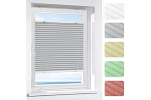 Victoria M. Indiva Lite Tenda Plissettata per Porte e Finestre Montaggio Senza Foratura con Supporto Klemmfix, 60 x 200 cm, Grigio Chiaro