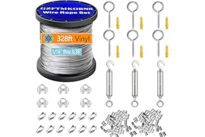 GZFTMKOBNS 100M Garden Wire Kit,2mm Wire Rope Kit,Catenary Wire Kit,Vine Eyes for Climbing Plants,Fence Wire Roll Kit, Wisteria Wire Support Kit, Garden Tension Wire Kit