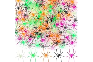 WIURGOHA 200 Pieces Halloween Realistic Plastic Spiders 5 Colors Small Spider Toys Black Fake Spiders Prank Props for Halloween Home and Party Decorations