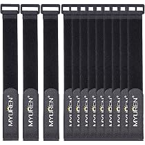 Eowpower Wiederverwendbare Kabelbinder Aus Stoff - 30,5 X 1,27 Cm, Klettverschluss, 50 Stück, Schwarz