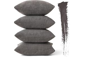 MIULEE 4er Set Kissenbezug Kissen Dekorative Kissenbezüge Kordsamt Sofakissen Dekokissen Kopfkissenbezug Couchkissen Deko Bezug für Sofa Couch Wohnzimmer Schlafzimmer Büro 40x40 cm Dunkelgrau