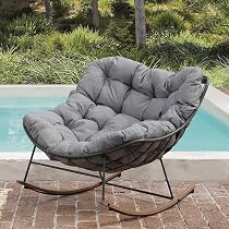 Fauteuil à Bascule Double Pour 2 Personnes - Coussin épais 20cm, Cadre Métal, Charge 320 Kg, Gris