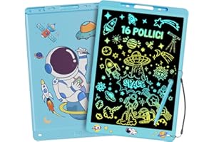 16 Pollici Tavoletta Grafica LCD Scrittura, Electight Tavoletta Grafica Lavagna Portatile da Disegno con Penna, Giocattoli Educativi, per Studenti Famiglia Ufficio, Bambini 3 4 5 6 7 8 Anni (Blu)