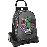 MINECRAFT GRAFFITI - School Backpack, Ergonomic Back, with Safta Evolution Trolley, Ideal for Children of Different Ages, Com