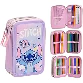 CERD&Aacute; Life'S Little Moments Giotto Pencil Case with Stitch Accessories with Markers, Pencils and Pens | Children's School Pen
