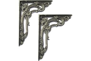 CASTELION Pair of Cast Iron Victorian Scroll Leaf Shelf Brackets (15cm x 20cm)